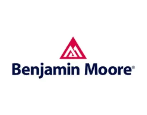 Benjamin Moore logo with a red triangular symbol and blue text.